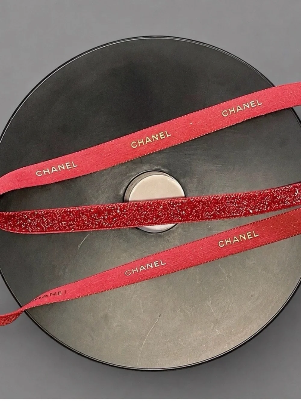 Authentic CHANEL Red Gold Logo Ribbon Full Roll 25m Holiday 2019 Rare